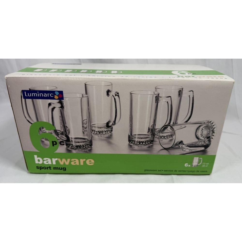 Luminarc Beer Glass Mugs Set Of 6 New‎ Barware